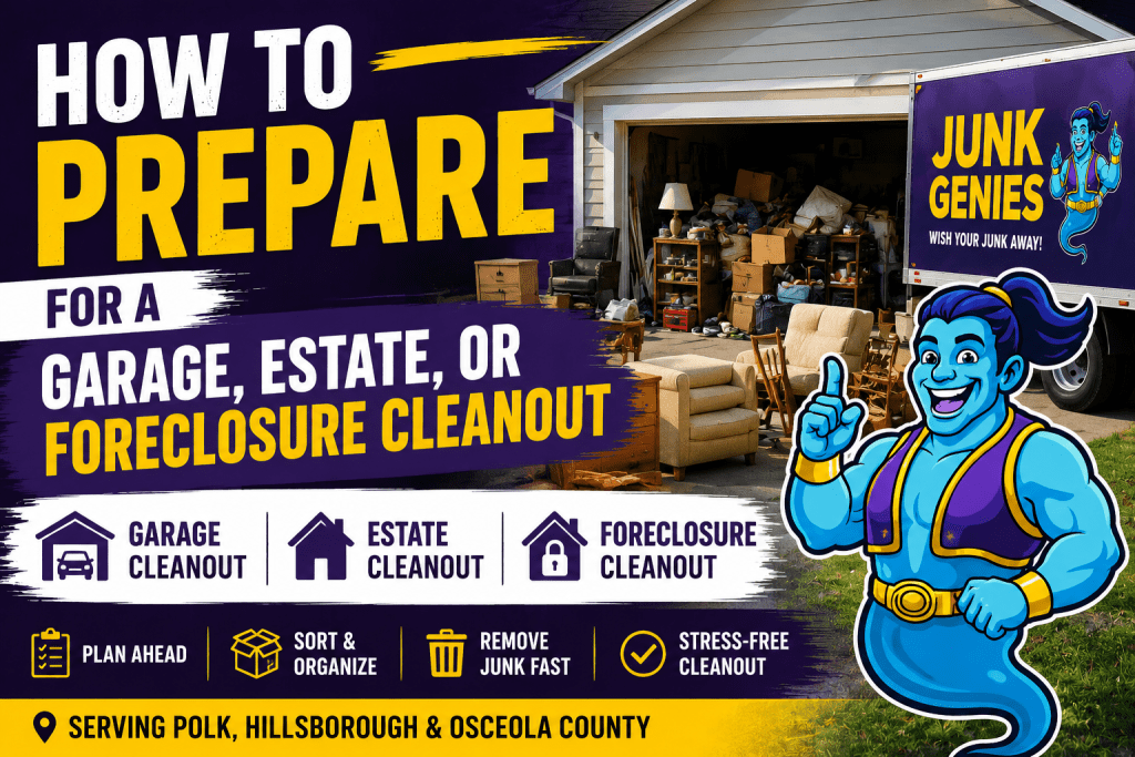 Flyer explaining How to prepare for a garage cleanout